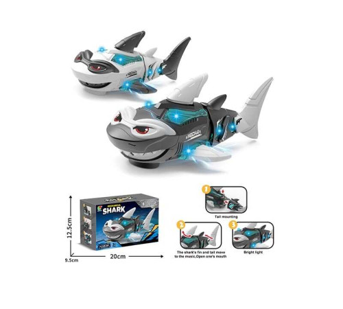 Музична акула 3382 (72/2) 2 види, підсвічування, музика, їздить, рухливий хвіст, щелепа та плавець, в коробці