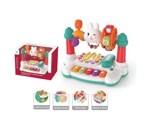 Музичний центр YL 78926 A ШТРИХ=30119 (24) озвучування англійською мовою, алфавіт, слова, фрази, підсвічування, піаніно, мелодії, бубон, пальчикові ігри, в коробці