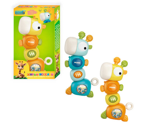 Гра "Жираф веселун" 21622 (72/2) "WToys", 2 кольори, ОЗВУЧУВАННЯ УКРАЇНСЬКОЮ МОВОЮ, 6 пісень, 6 мелодій, тріскачки, брязкальце, прорізувачі, в коробці – в наличии! Купите сейчас у KAZKOVA