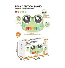 Піаніно YK 7008-1 (72) “Жабка”, підсвічування, кілька режимів, 5 клавіш із нотами, мелодії, барабан, звуки тварин, дитячий сміх, в коробці