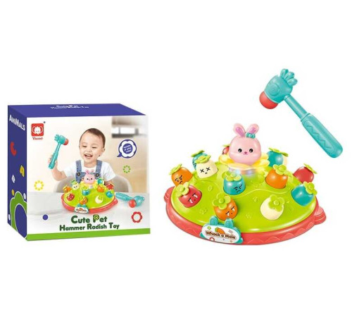 Стукалка 841 (36/2) підсвічування, пісенька англійською, молоточок, кролик, морква, на батарейках, в коробці