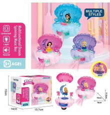 Музична іграшка QF 07-10 (72/2) “Мушля”, 3 види, фігурка героя, підсвічування, музика, катається, обертається, на батарейках, в коробці, ВИДАЄТЬСЯ ТІЛЬКИ МІКС ВИДІВ