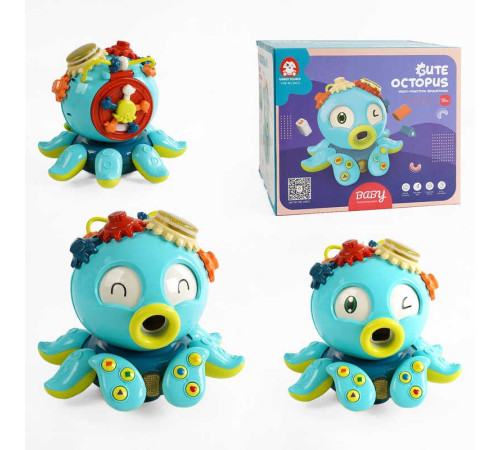 Музична гра EA 012 (8) "Восьминіг", мелодії, світло, ОЗВУЧУВАННЯ АНГЛІЙСЬКОЮ, колесо вільного ходу, барабанчик, сортер, пальчикові ігри, в коробці