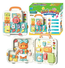 Бізіборд 34918 (16) "WToys" ОЗВУЧУВАННЯ УКРАЇНСЬКОЮ МОВОЮ, 3 казки, 3 пісні, звуки, підсвічування, віршики, пальчикові ігри, замочки, в коробці
