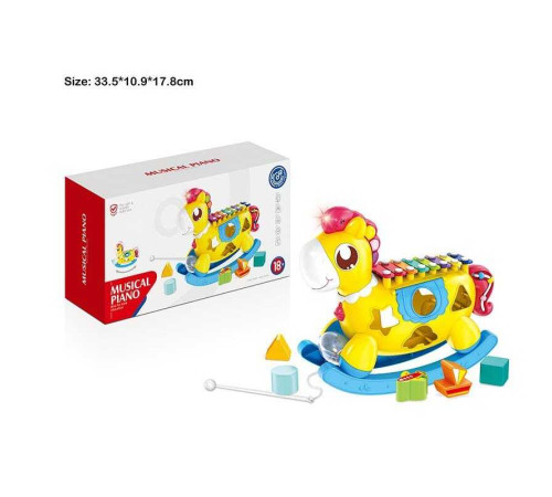 Логічний коник HE 8038 (36/2) звук, підсвічування, ксилофон, сортер, пальчикові ігри, у коробці