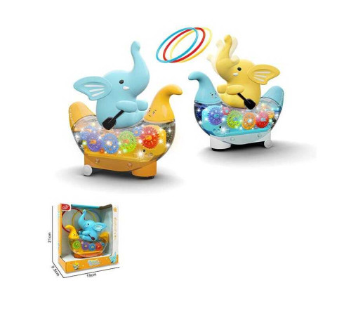 Музичний слоник HD 9055 (48/2) 2 види, підсвічування, пісня англ. мовою, колесо вільного ходу, 3 кільця, обертові шестерні, в коробці