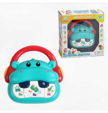 Піаніно “Бегемотик” W-04490 (120) "WToys", ОЗВУЧУВАННЯ УКРАЇНСЬКОЮ МОВОЮ, підсвічування, ноти, казки, пісні, в коробці