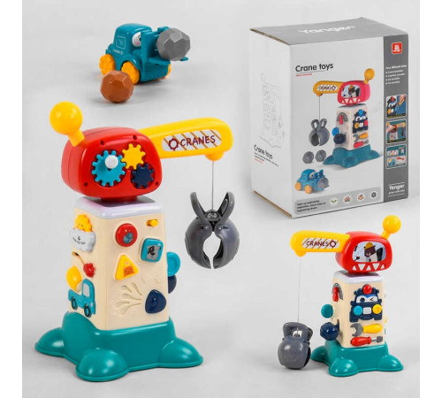 Музична гра 2158 (12) "Вантажопідіймальний кран", світло, звук, машинка, 4 ігрових камінчики, тріскачка, англійська озвучка, в коробці