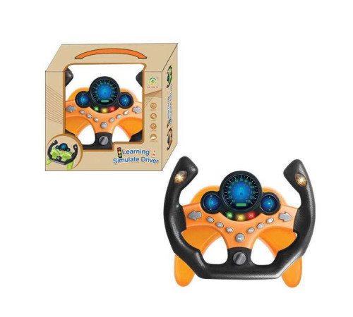 Кермо 2192 D (36/2) фрази англійською, підсвічування панелі і поворотників, звук. ефекти світлофора, сирени, мелодії, підставка з присосками, в коробці