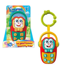 Музичний телефон 50466 (120/2) "WToys", 2 види, ОЗВУЧУВАННЯ УКРАЇНСЬКОЮ МОВОЮ, підсвічування, озвучені репліки, цифри, 4 пісні, 4 казки, в коробці