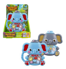 Музична іграшка 99186 (120/2) "WToys", "СЛОНИК", 2 кольори, ОЗВУЧУВАННЯ УКРАЇНСЬКОЮ МОВОЮ, пісні, казки, віршики, підсвічування, цифри, звуки тварин, в коробці