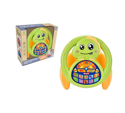 Кермо 2192 E 48-20 (36/2) “Динозаври”, на присосках, звуки, ремінець, мелодії, обертається, поворотники, гудок, на батарейках, в коробці