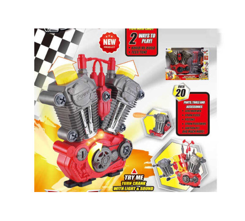 Музичний двигун 661-183 (18) конструктор, імітація запалювання двигуна, підсвічування, звуки, рухомі елементи, в коробці