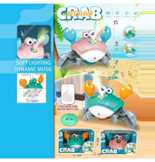 Музичний краб 25004 A (48/2) 2 кольори, ходить, мелодії, підсвічування, 2 режими гри, парогенерація, на батарейках, піпетка, в коробці, ВИДАЄТЬСЯ МІКС