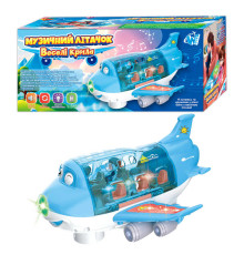 Музичний літачок “Веселі крила” 93392 (60) "WToys", ОЗВУЧУВАННЯ УКРАЇНСЬКОЮ МОВОЮ, звук, підсвічування, колесо вільного ходу, пісня, рухома фігурка, розкладний корпус, в коробці