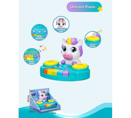 Піаніно 35869 A (16/2) барабан, 4 музичних інструменти, звуки тварин, мелодії, підсвічування, в коробці