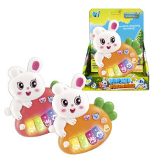 Піаніно 85270 (120/2) "WToys", "ЗАЙЧИК", 2 кольори, ОЗВУЧУВАННЯ УКРАЇНСЬКОЮ МОВОЮ, ноти, мелодії, пісні, казки, підсвічування, цифри, звуки тварин, в коробці