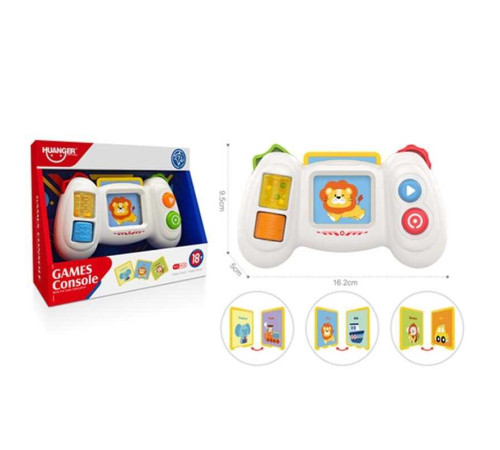 Розвивальна гра HE 0554 (48) картридер, звук, мелодії, зчитування карток, підсвічування, 3 картки, тріскачка, режими гучності, в коробці