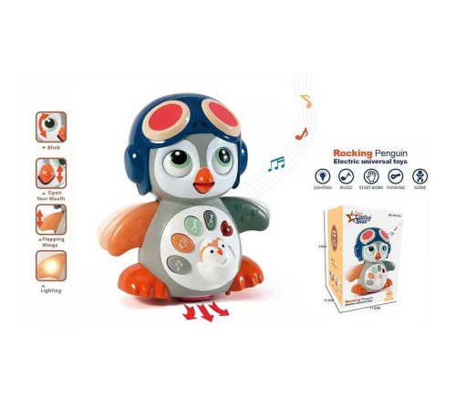 Пінгвін 8001 CA (36) рухомі елементи, колесо вільного ходу, підсвічування, пісні англ. мовою, від батарейок, звук серцебиття, два режими, в коробці