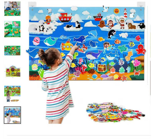 Плакат ігровий C 73112 (40) фетрова карта світу, розмір: 101х65 см, липучки, гачки на стіну, в пакеті