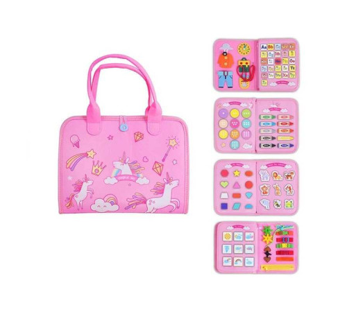 Логічна папка 25023 (50) фетр, цифри, англійський алфавіт, геометричні фігури, природні явища, тварини, ремінці, рухомі шестерні, в коробці