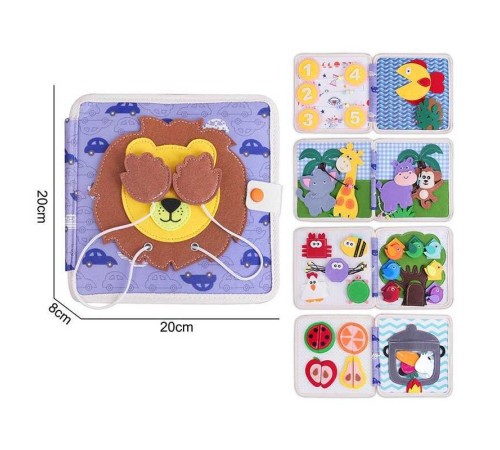 М'яка книжка-бізіборд 25005 (50) фетр, пальчикові ігри, сортер, елементи на липучках, в пакеті