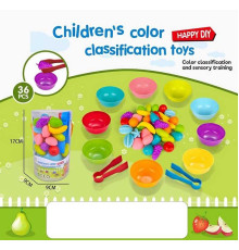 Логічна гра 2188-106 (60/2) сортер, 36 елементів, овочі та фрукти, 9 тарілочок, 2 пари щипців, в слюді