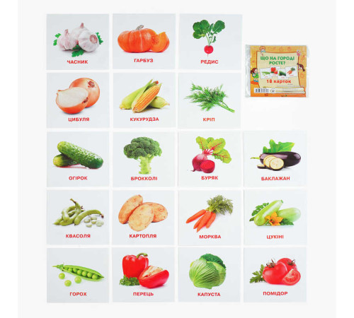гр Картки міні (18 карток) "Що росте на городі" 9789669753717 (40) "Jumbi"