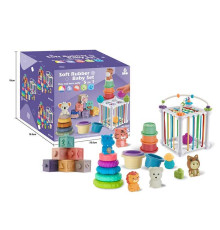 Набір для розвитку 1364 (18) пальчиковий театр, пірамідка, пірамідка з чашечок, кубики, куб із формами, ігри із намистинами, в коробці