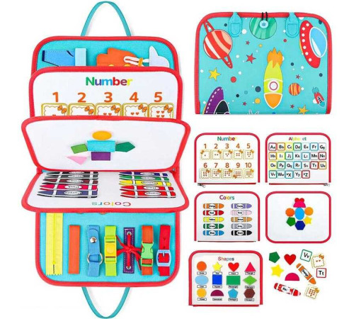 Логічна папка 432-2 (50) фетр, цифри, англійський алфавіт, геометричні фігури, застібки, ремінці, липучки, пряжки, у пакеті