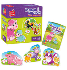 гр Гра з липучками "Мама і малюк " - VT 2100-14 укр. (14) "Vladi Toys", поля для гри, картонні деталі, липучки, в коробці