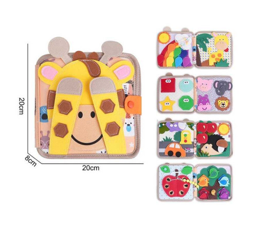 М'яка книжка-бізіборд 25006 (50) фетровий, вивчення форм, кольорів, тварин, пальчикові ігри, на липучках, в пакеті