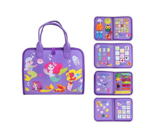 Логічна папка 25024 (50) фетр, цифри, англійський алфавіт, геометричні фігури, природні явища, морські жителі, ремінці, рухомі шестерні, в коробці