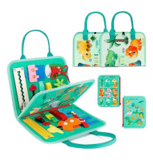 Логічна папка 25011 (40) фетр, циферблат, назви динозаврів англійською, цифри, блискавка, шестерні, ремінці, липучки, в пакеті