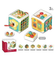 Куб логічний YL 562 (24) еластичні решітки, пальчикові ігри, гра з морквинами, сортер, рухомі елементи, в коробці