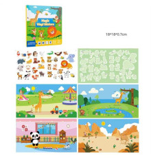 Логічна книжка C 75329 (120) "Тваринки", наліпки, 33 елементи, фони, в пакеті