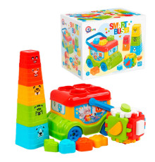 гр Іграшка для розвитку "Автобус" 0389 (9) "Technok Toys", сортер, куб, пірамідка, у коробці