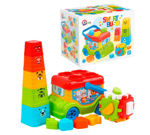 гр Іграшка для розвитку "Автобус" 0389 (9) "Technok Toys", сортер, куб, пірамідка, у коробці