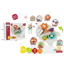 Бізіборд 99-23 (48) “Ракета”, пластикові ремінці, тріскачка, спінер, важіль, 6 забавок, в коробці