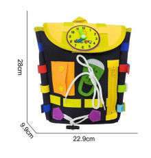 М'який рюкзак-бізіборд 25001 (64) фетр, пальчикові ігри, шнурівка, годинник, ремінці, гофра, в пакеті