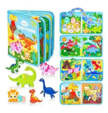 М'яка книжка-бізіборд 25009 (35) "Динозаври", фетр, пальчикові ігри, шнурівка, елементи на липучках, в пакеті