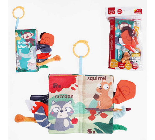 М’яка книжка 368-1 D (192) “Тваринки”, пискавка, шарудить, кільце для підвішування, в пакеті