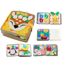 М'яка книжка-бізіборд C 69029 (32) фетр, пальчикові ігри, шнурівка, сортер за кольорами, елементи на липучках, в пакеті