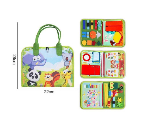 Логічна папка 25016 (40) фетр, циферблат, фрукти, овочі, продукти на липучках, назви місяців, днів, пір року англійською, шестерні, ремінці, в пакеті