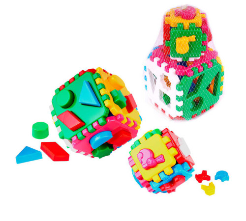 гр Куб "Розумний малюк 1+1" 1899 (15) "Technok Toys", по 6 граней, тварини та геометричні фігури, 22см, у сітці