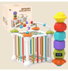 Логічний куб YB 11631 штрих - 1594 (36) брязкальця, сенсорні елементи, пірамідка, в коробці