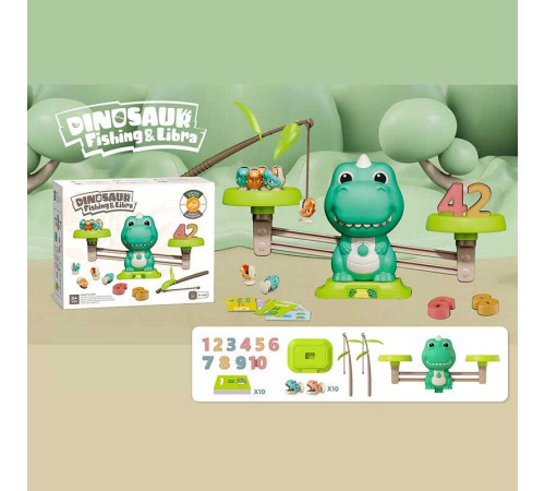 Балансир BQ 829 B (48/2) "Динозаврик", магнітна риболовля, 2 вудочки, 10 двосторонніх карток, 10 голів динозаврів, цифри від 1 до 10, в коробці