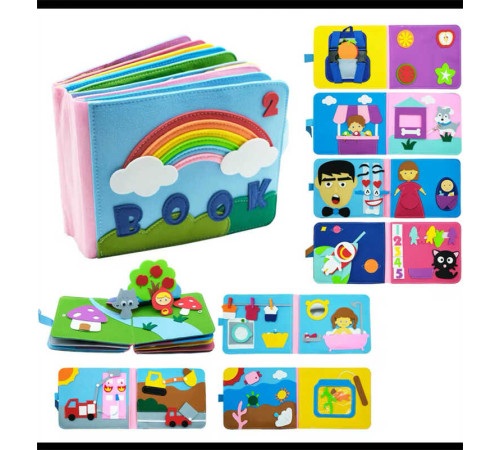М'яка книжка-бізіборд C 70903 (24) фетр, елементи на липучках, сюжетні ігри, в пакеті