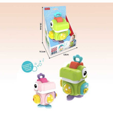 Бізіборд BY 329 (96/2) 2 кольори, розмір - 10.5х8х13 см, тріскачка, обертовий гвинт, рухомі елементи, в коробці