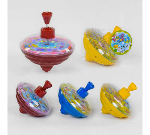 Дзиґа 878-3 А (120/2) 4 кольори, з підсвічуванням, на батарейці, в сітці, ВИДАЄТЬСЯ ТІЛЬКИ МІКС ВИДІВ